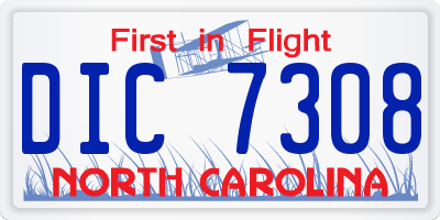 NC license plate DIC7308