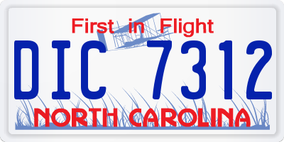 NC license plate DIC7312