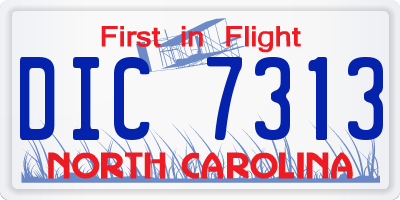 NC license plate DIC7313