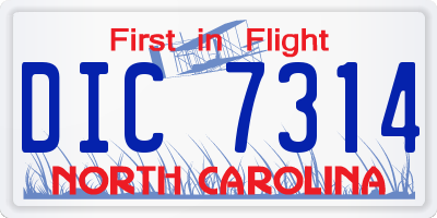 NC license plate DIC7314