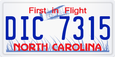 NC license plate DIC7315