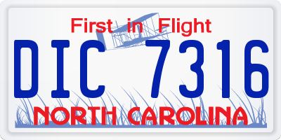NC license plate DIC7316