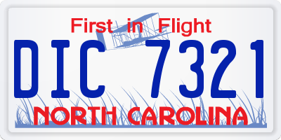NC license plate DIC7321