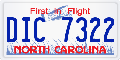NC license plate DIC7322