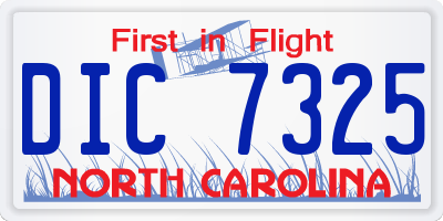 NC license plate DIC7325