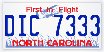 NC license plate DIC7333