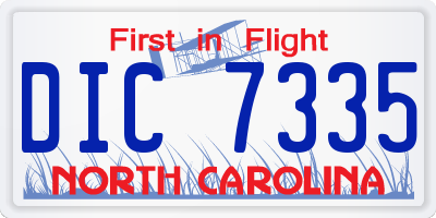 NC license plate DIC7335