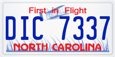 NC license plate DIC7337