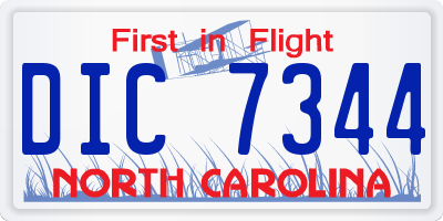 NC license plate DIC7344