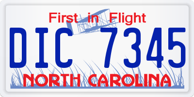 NC license plate DIC7345