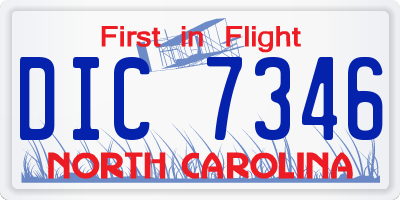 NC license plate DIC7346