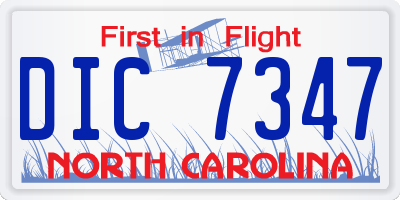 NC license plate DIC7347