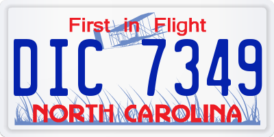 NC license plate DIC7349