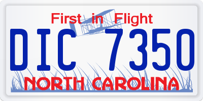 NC license plate DIC7350