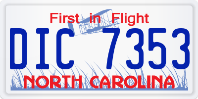 NC license plate DIC7353