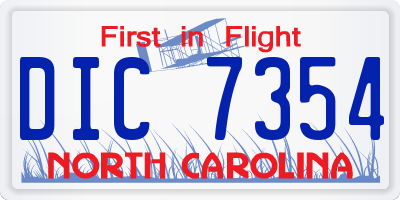 NC license plate DIC7354