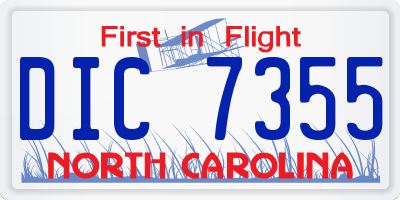 NC license plate DIC7355