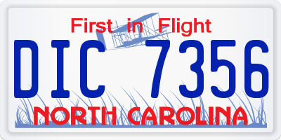 NC license plate DIC7356