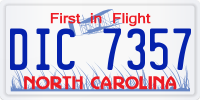 NC license plate DIC7357