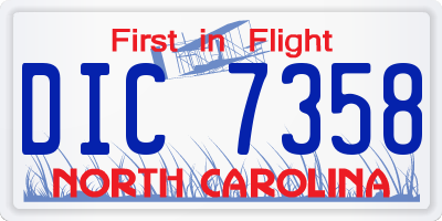 NC license plate DIC7358
