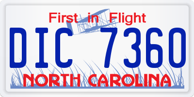 NC license plate DIC7360