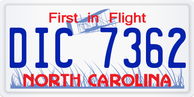 NC license plate DIC7362