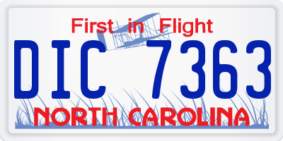 NC license plate DIC7363