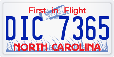 NC license plate DIC7365