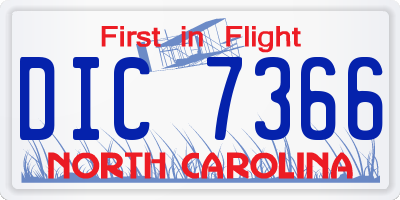 NC license plate DIC7366