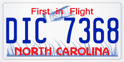 NC license plate DIC7368