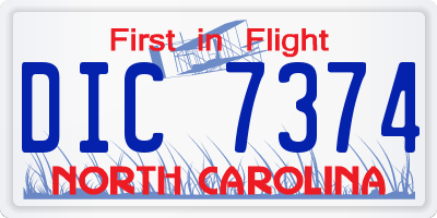 NC license plate DIC7374