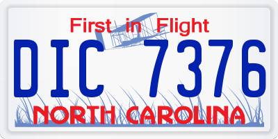 NC license plate DIC7376