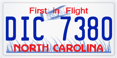 NC license plate DIC7380