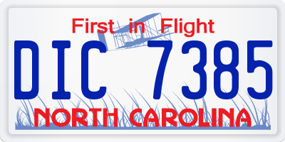 NC license plate DIC7385