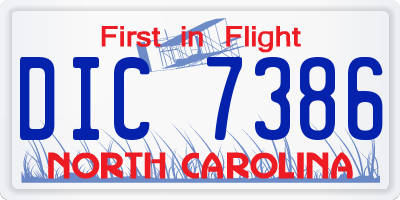 NC license plate DIC7386