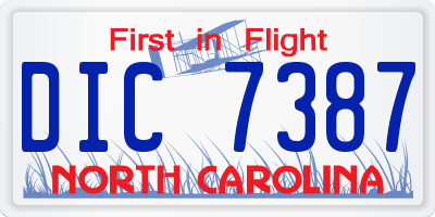 NC license plate DIC7387
