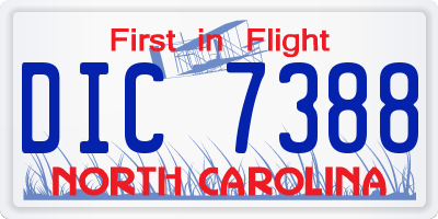 NC license plate DIC7388