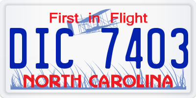 NC license plate DIC7403