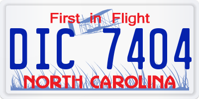 NC license plate DIC7404