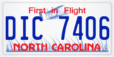 NC license plate DIC7406