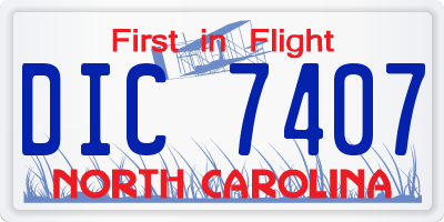 NC license plate DIC7407