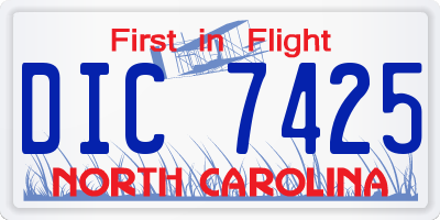 NC license plate DIC7425