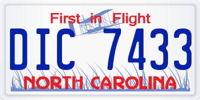 NC license plate DIC7433