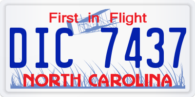 NC license plate DIC7437