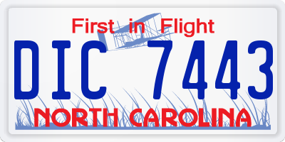 NC license plate DIC7443