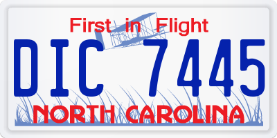 NC license plate DIC7445