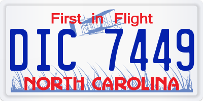 NC license plate DIC7449