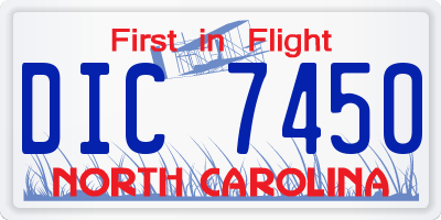NC license plate DIC7450