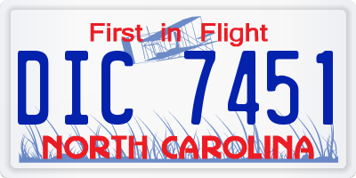 NC license plate DIC7451