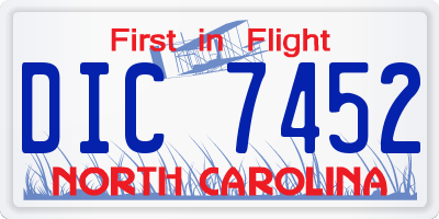 NC license plate DIC7452